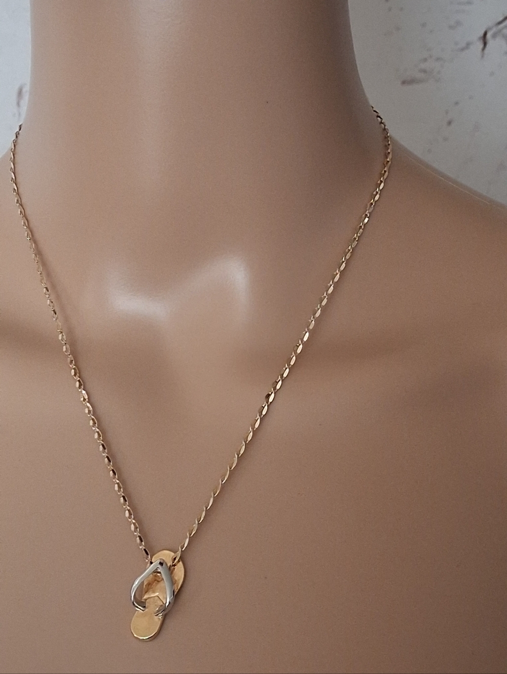 Lia Sophia Two Tone Flip-Flop Pendant Necklace - Women Jewelry